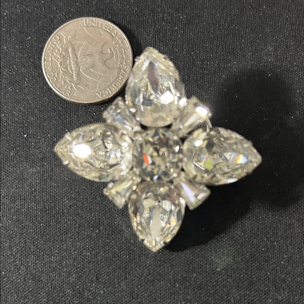 Clear Crystal Flower Brooch